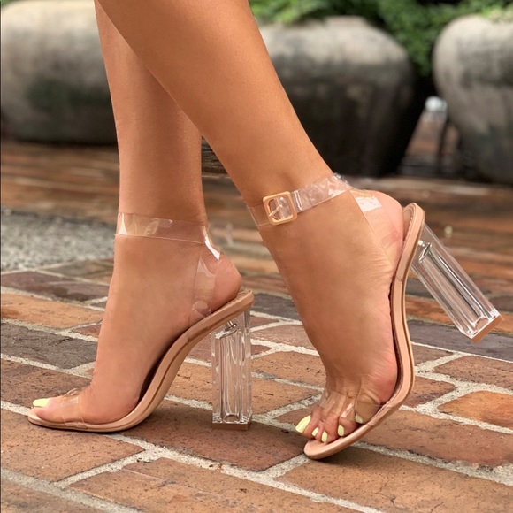 Fashion Nova Shoes - Fashion Nova transparent heel with twist straps